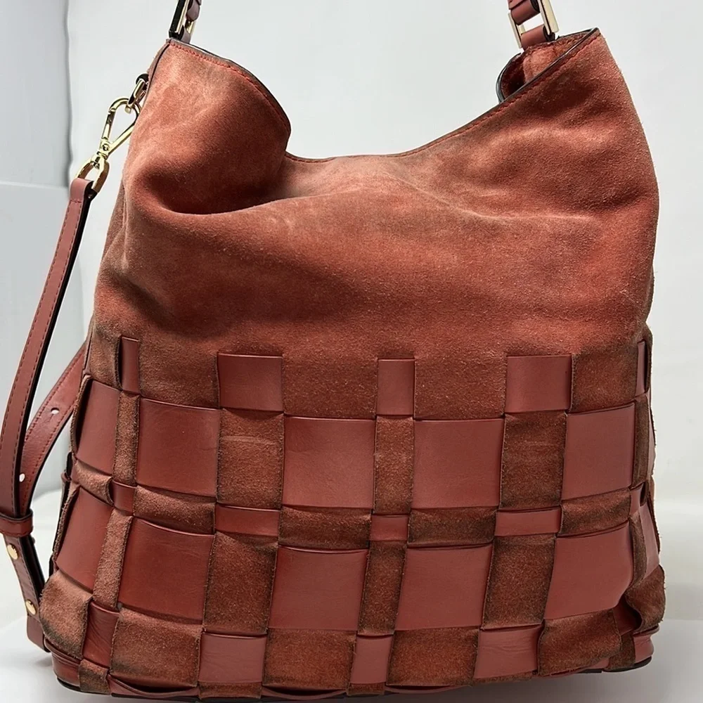 MICHAEL Michael Kors Vivian Cinnamon Suede Leather Shoulder Bag